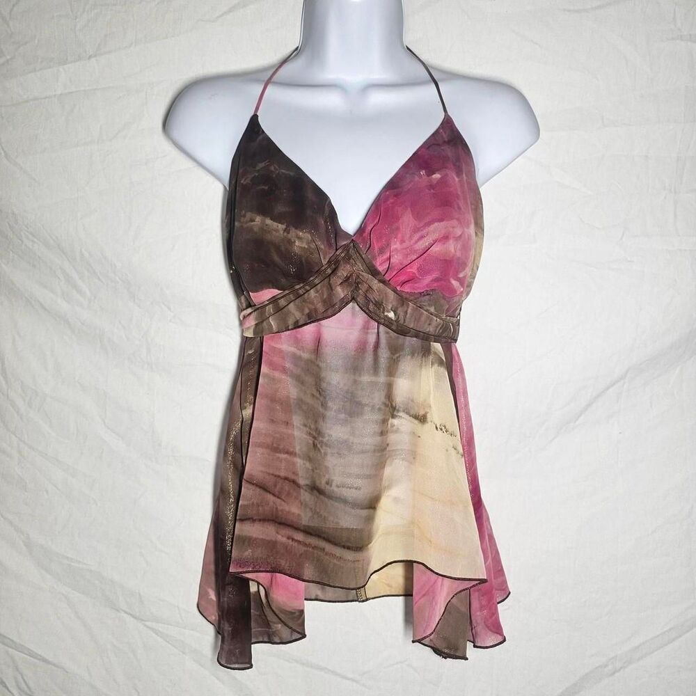 Candie's Pink Brown Ombre Halter Cami Top